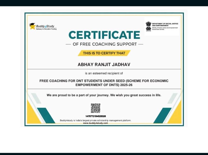 Government free coaching support certificate