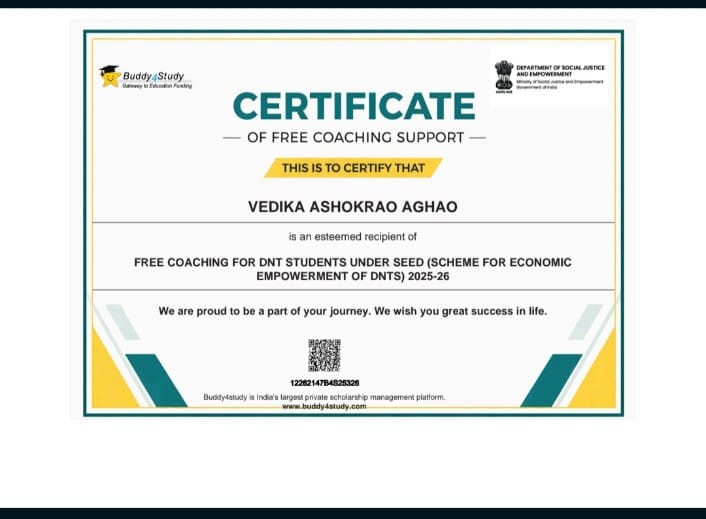 Rural student scholarship support certificate